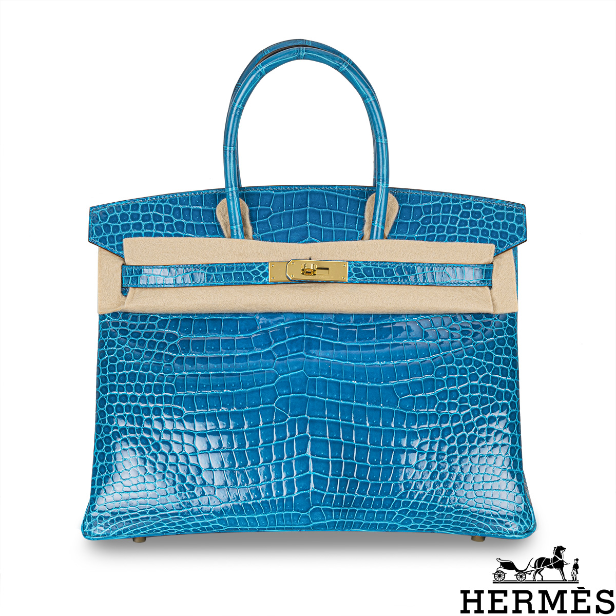 Hermès Birkin 35cm Bleu Izmir Porous Crocodile GHW